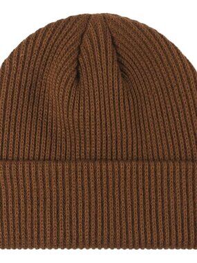 Unisex Dark Brown Warm Thick Knitted Cuffed Beanie Winter Pull-on Skull Cap
